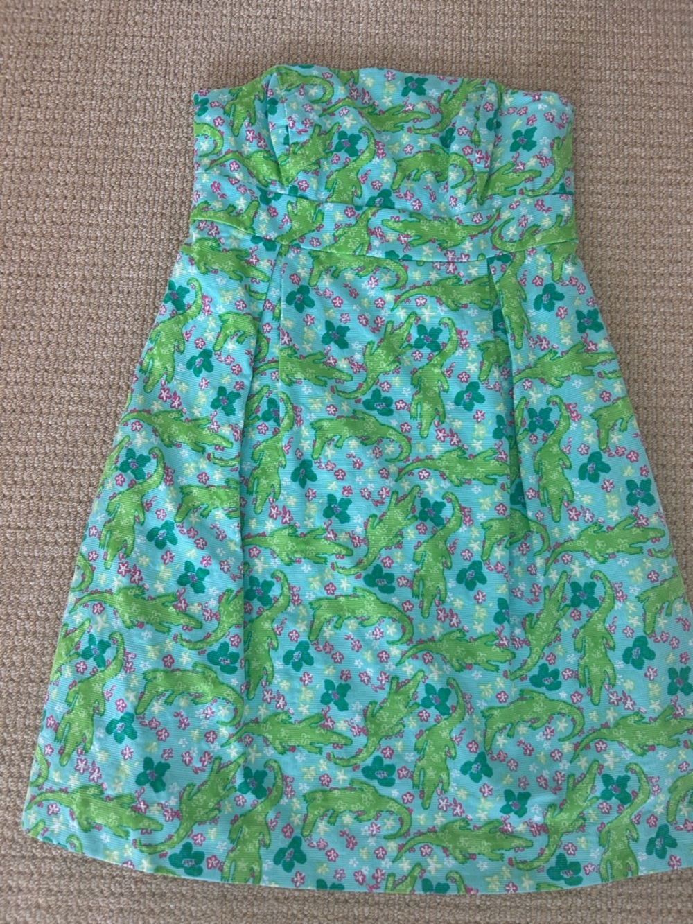 Lilly Pulitzer Alberta Gator Print Dress Strapless Sz 0